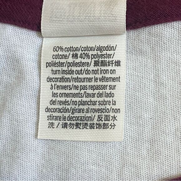 Victoria’s Secret PINK Nation Baseball Tee Oversized XS Maroon White - Picture 6 of 12